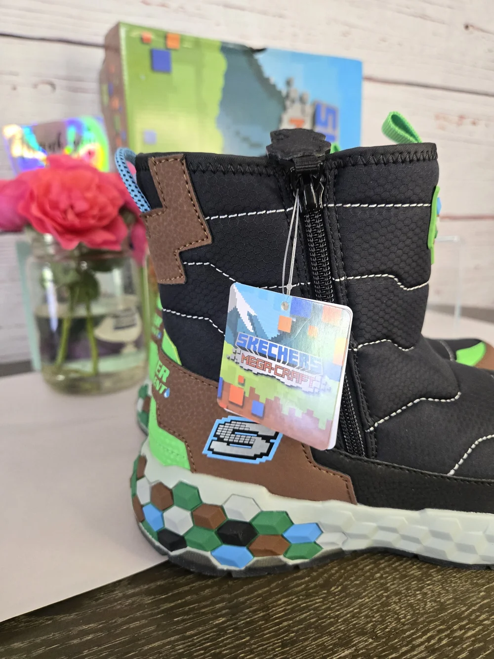 NWT Skechers Black & Brown Kids Water-Repellent Winter Boots